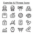 exercise fitness icon set in thin line style vector image vector image