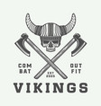 vintage vikings logo label emblem badge in retro vector image vector image
