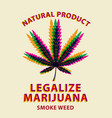 banner for legalize marijuana with cannabis leaf vector image
