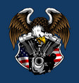 milwaukee 8 engine and eagle template vector image
