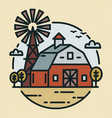 round logotype with farmland landscape country vector image