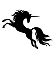 silhouette of a climbing unicorn with long mane vector image vector image