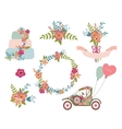 wedding collection wreath flowersretro car vector image