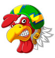 angry rooster wearing helmet racer vector image
