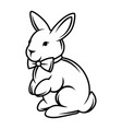 rabbit with bow tie black vector image vector image