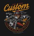 motorcycle vintage colorful label vector image vector image