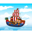 boy and girl riding on viking with pirate vector image