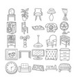 living room hand drawn doodle line art outline set vector image vector image