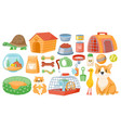 cartoon pet food accessories care items toys vector image vector image
