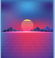 80s style backdrop with futuristic cosmic motifs vector image