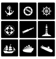 black nautical icon set vector image