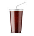 clear disposable plastic cup with cola vector image