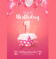 celebrating 1 years birthday 3d vector image