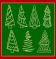 set christmas trees hand drawn vector image vector image