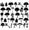 set plant and tree silhouette vector image