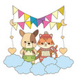 isolated baby dog and cat design vector image