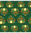 retro pattern with green handdrawn flowers vector image vector image