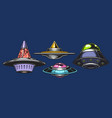 ufo set labels colorful vintage vector image