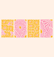 groovy abstract flower art set organic doodle vector image vector image
