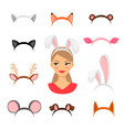 girls animals ears costume vector image vector image
