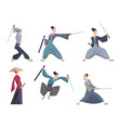 samurai male asian warriors with sword various vector image