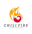 hot chili logo design with fire vector image