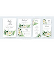watercolor floral wedding set invite card menu vector image vector image