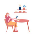 young girl relaxing in restaurant sitting at table vector image