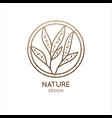 tropical plant logo round emblem leafs in linear vector image