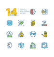 artificial intelligence - set of line design style vector image vector image