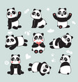 cartoon panda cute bear happy baby animals vector image
