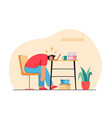 tired man sleeping on laptop keyboard vector image