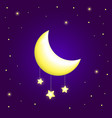 crescent moon and stars in cartoon style vector image