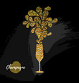 champagne glass icon golden sparkle vector image