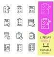 checklist - line icon set editable stroke vector image vector image