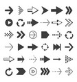 black arrows set pictures isolate vector image
