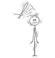 cartoon hand with baseball bat beating man vector image