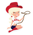 cartoon retro cowgirl pinup girl vector image
