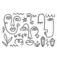 minimalistic one line drawing boho elements set vector image