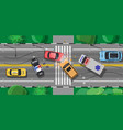 road accident between two cars on crossroad vector image
