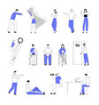 set male and female business characters playing vector image