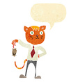 cartoon business cat with dead mouse speech vector image