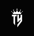 ty logo monogram emblem style with crown shape vector image