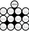 2016 black circles calendar for office vector image vector image