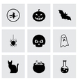 black halloween icons set vector image