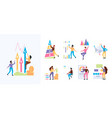 business graph people with benchmarks vector image vector image