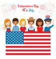 american children celebrating 4th july vector image