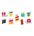 big collections colorful gifts box gift icons vector image