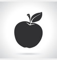 silhouette apple with stem and leaf vector image vector image