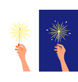 bengal light fire sparkler in female hand vector image vector image